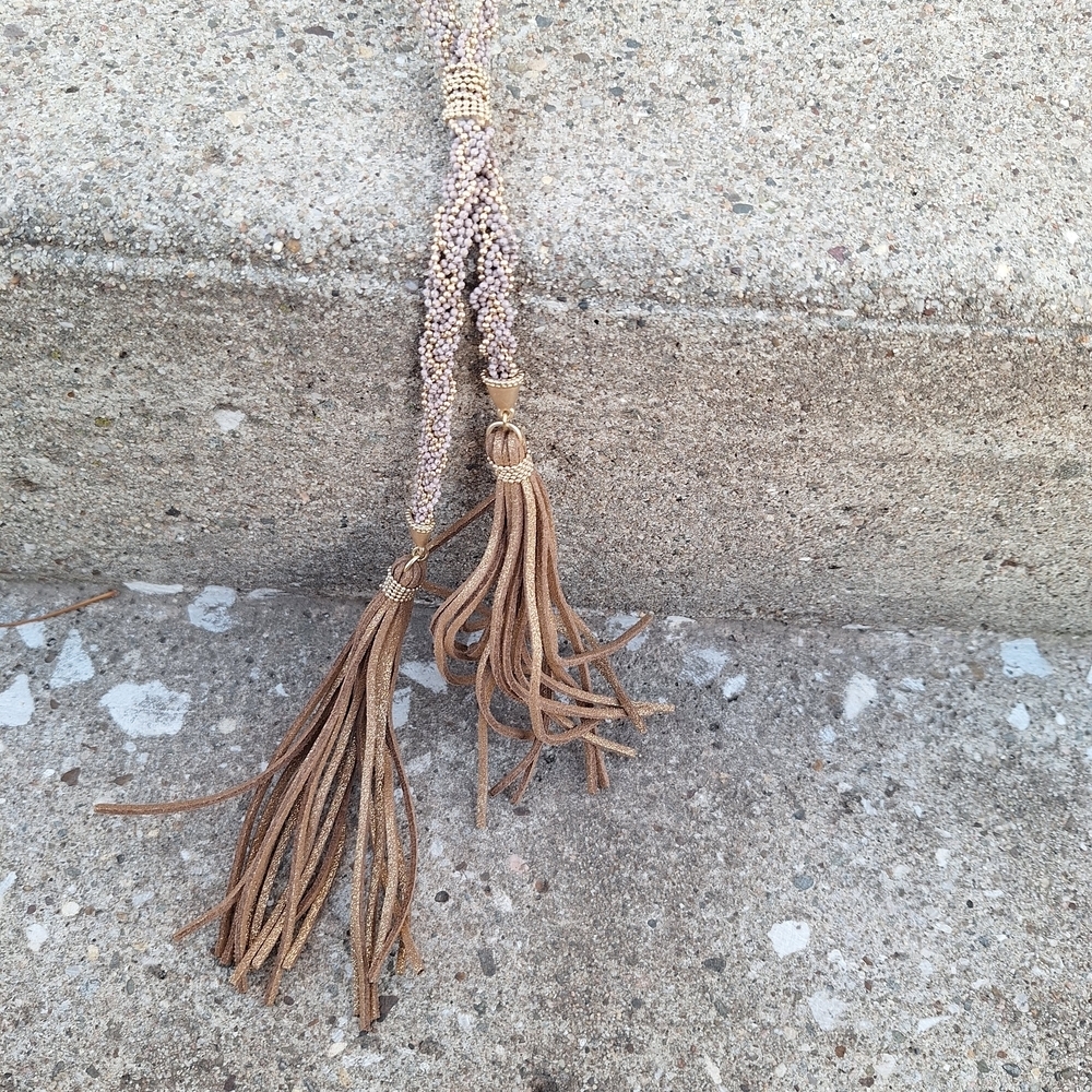 Chico's Elegant Tan Tassel Necklace - Picture 3 of 5